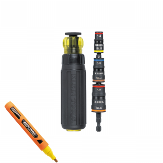 Klein Tools 7-in-1 Impact Rated Flip Socket Set with Ratcheting Handle with Free Paint Marker